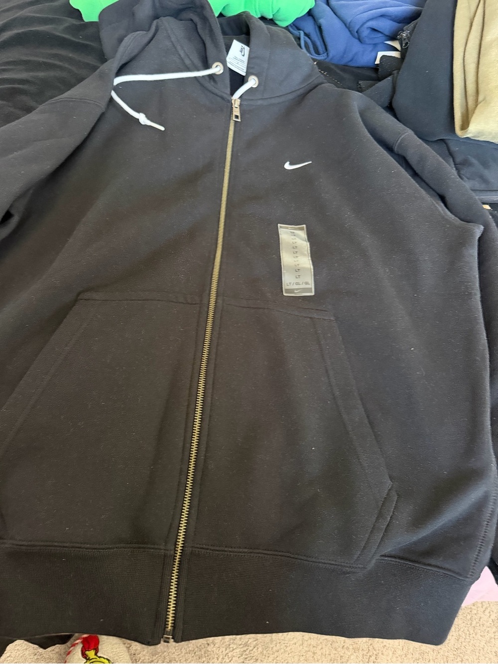 Nike Black Full-Zip Hooded Sweatshirt with White Swoosh